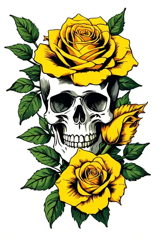 Skuls And Yellow Rose
