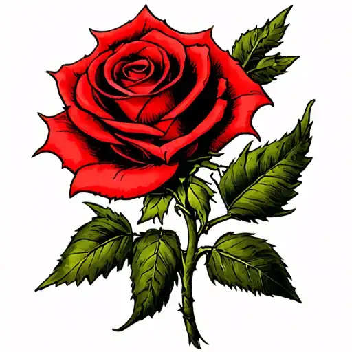 Red Rose With Thorns