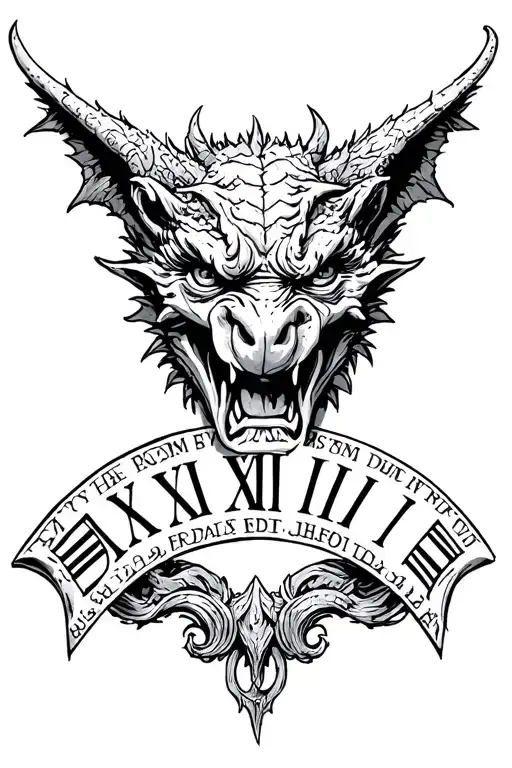 Gargoyle Head With Roman Numerals