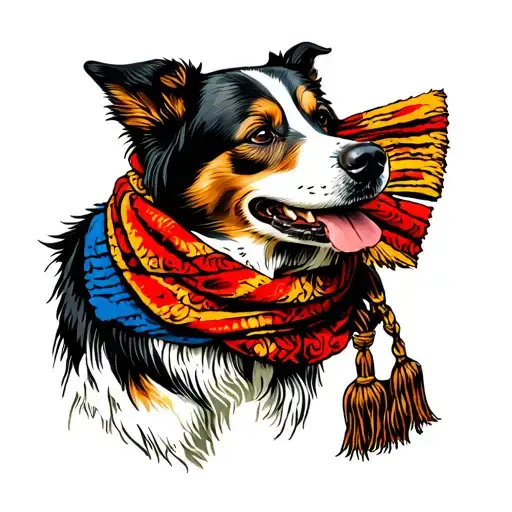 Lapland Dog Wearing Scarf