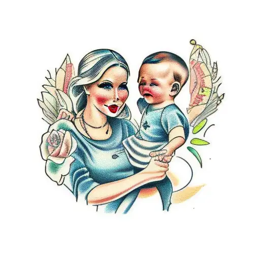 Mother With Boy Girl Twin Babies