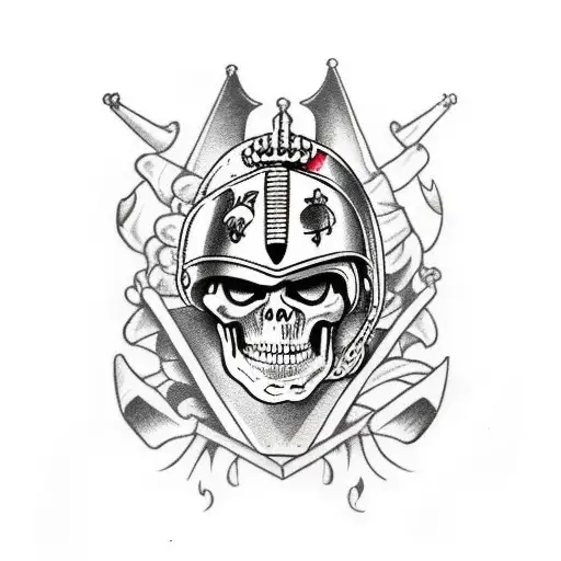 Skeleton In Knights Helmet On Skeleton Horse Surrounded By Burning Skulls