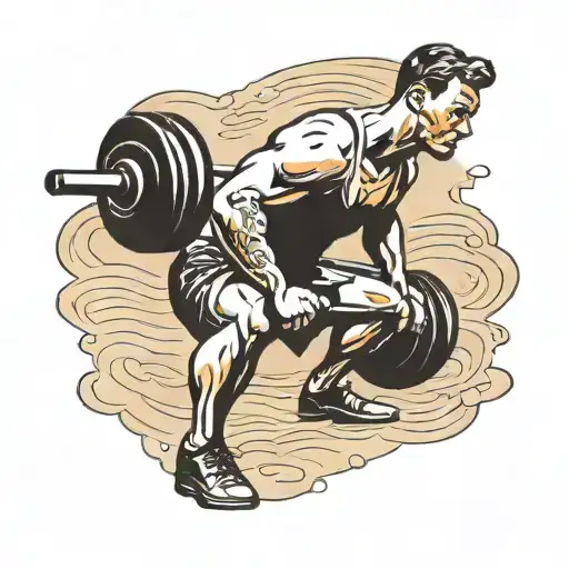 A Weightlifter Lifting A Barbell Made Of Beach Sand