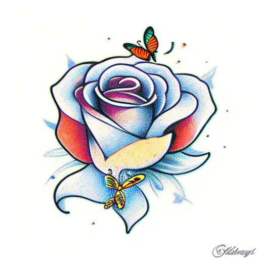 Flower With Butterflies And Music Keys