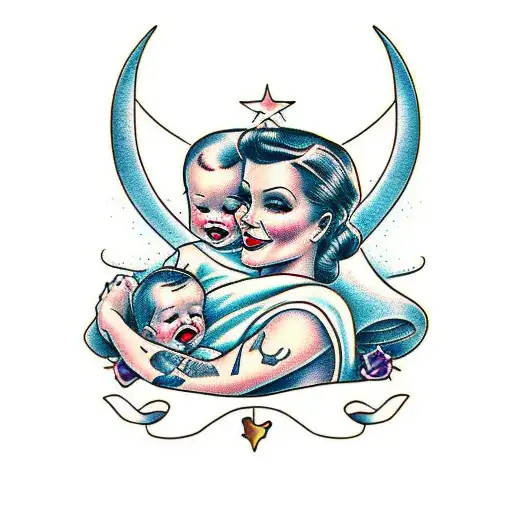 Mother With Boy Girl Twin Babies