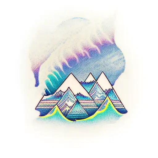 Sound Wave That Is Reflected Horizontally In The Image Of A Forest Mountain Lake