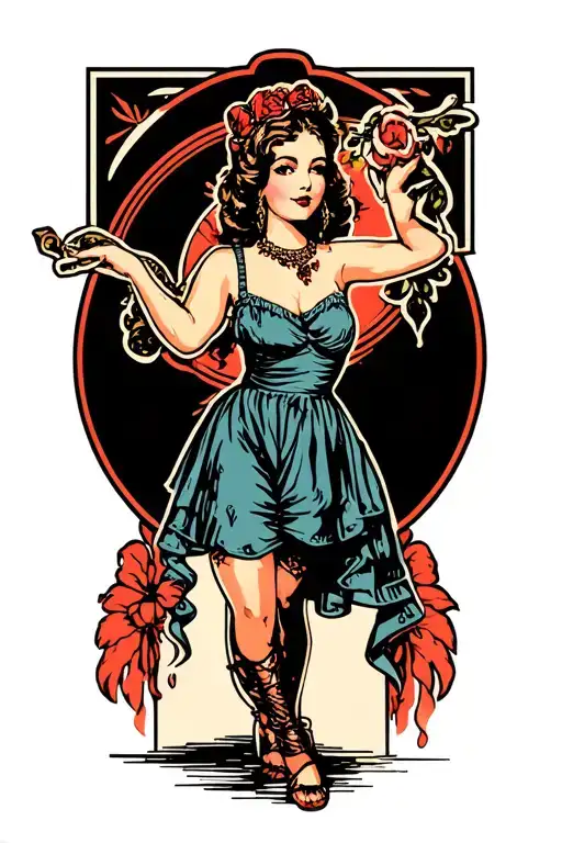 Traditional Pin Up Girl Standing