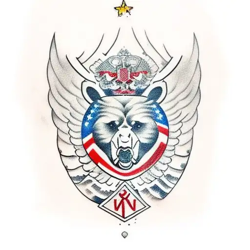 Russian Bear With Water And 2 Headed Eagle