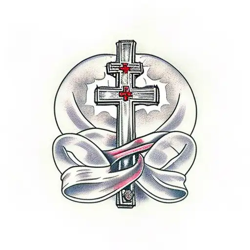 Religious Cross Going Through A Realistic Heart