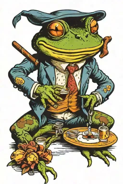 A Frog With A Cigar Drinking A Martini