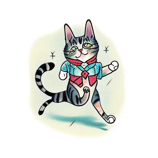 Cat Running Through The Fence