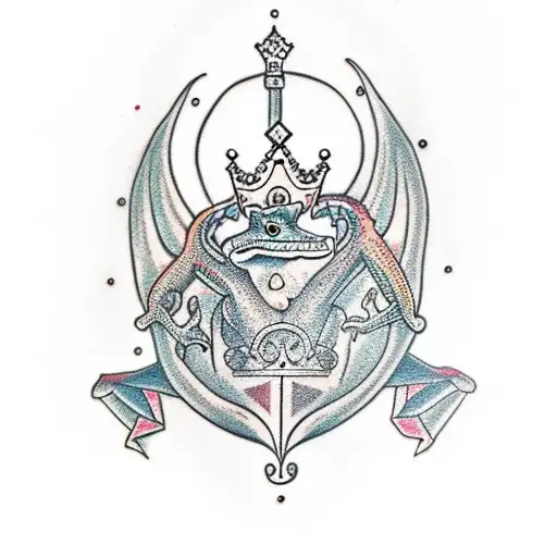 Lizard Sitting On A Throne With A Crown On