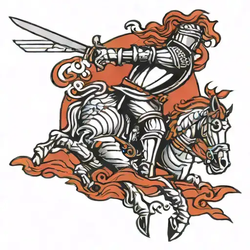 Knight Holding Sword Overhead Linear