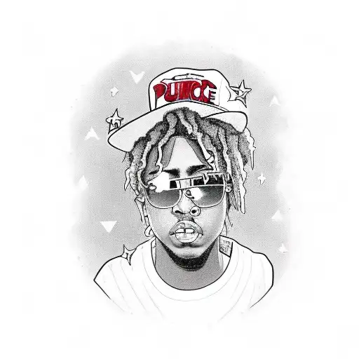 A Portrait Of Juice Wrld Surrounded By Lyrics