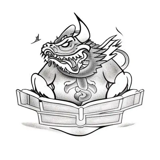 Fat Dragon Is Reading Book