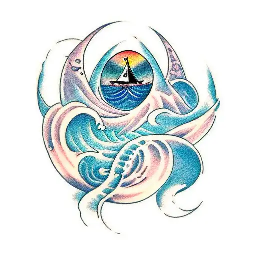 Ocean Wave Turning Into Cancer Ribbon