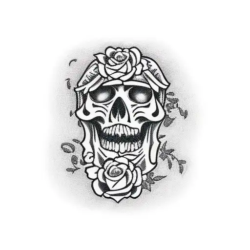 A Traditional-style Coffin Adorned With Intricate Floral Patterns And Skulls