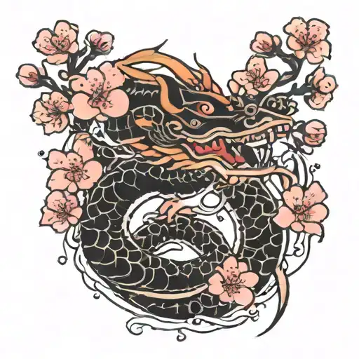 Cherry Blossoms With Dragon