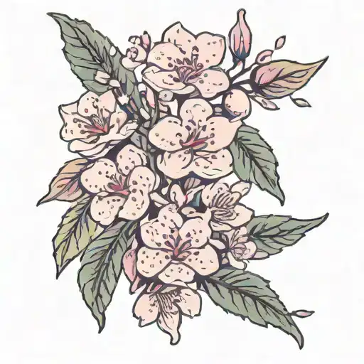 Cherry Blossom Twig With Lavender Flowers And In The Twig Is Carved The Word Love