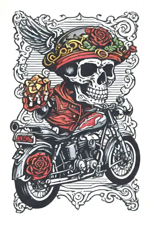 Chopper Biker Dice Cards Skull