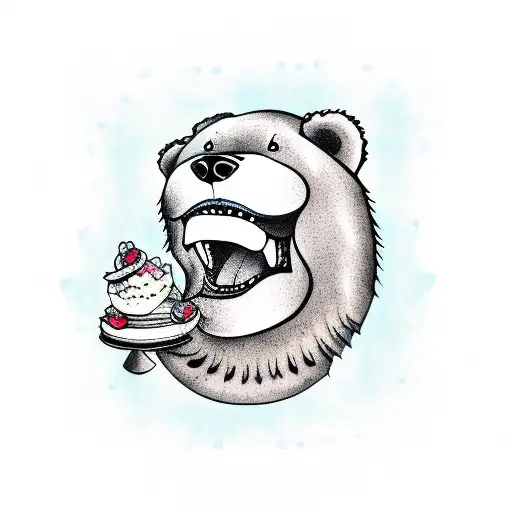 Smiling Bear Eating Blueberry