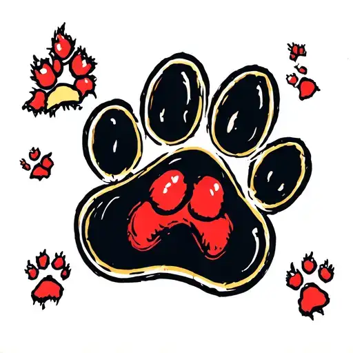 Bomb Dog Paw Print And Design