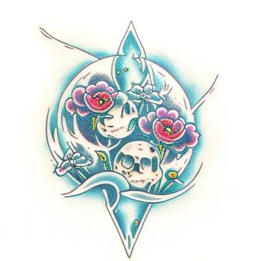 Water Droplets Turning Into Flowers Under The Moon