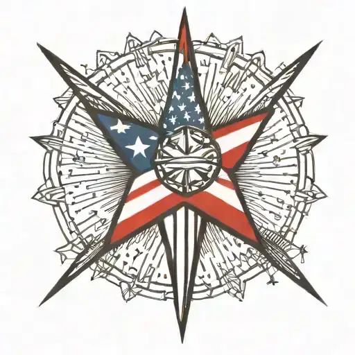Star With American Flag In It