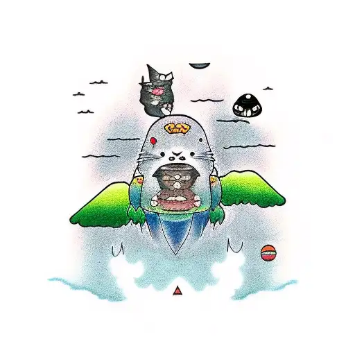 Half Dead Tree With Susuwatari And Kodoma From Studio Ghibli