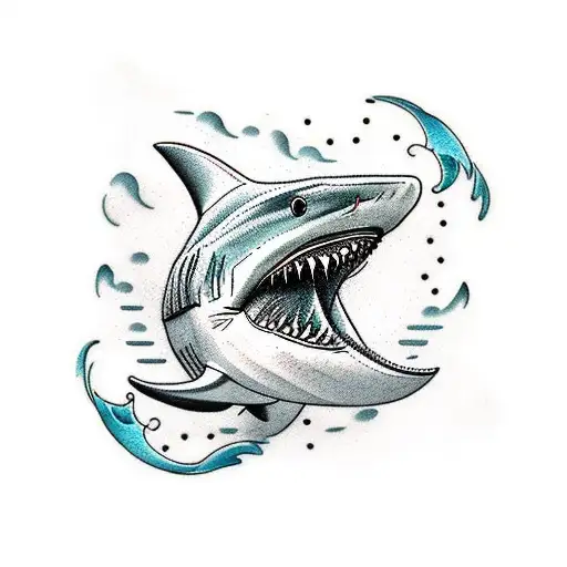 Classic Traditional Shark Tattoo With Realistic Elements
