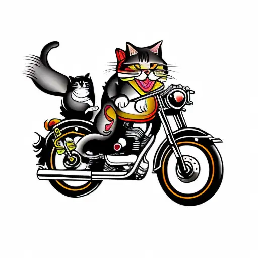 A Cat Riding A Motorcycle