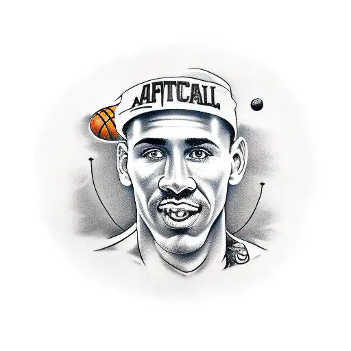 A Realistic Portrait Of A Basketball Legend With Airsoft Guns In The Background