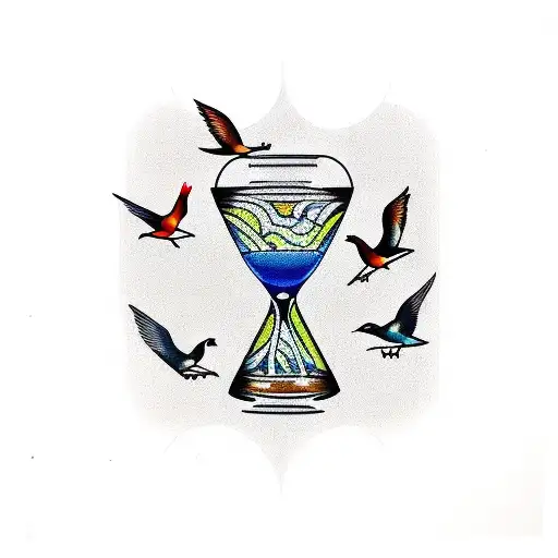 Hourglass With Birds Around