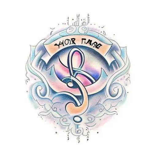 Create A Tattoo With Your Children's Names Written In A Musical Script Surrounded By Engine Parts