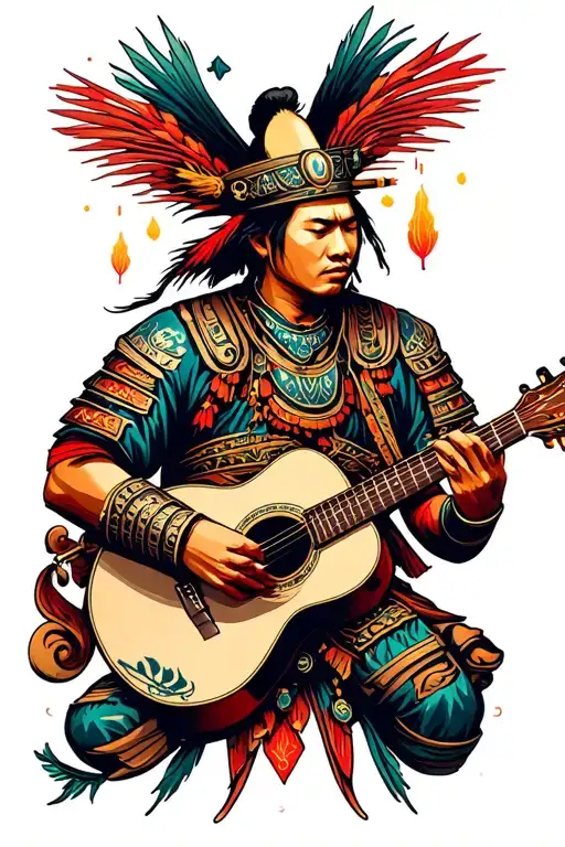 Mongol Warrior Playing Guitar