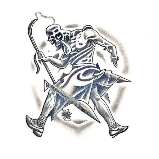 Greek God Arm Fighting The Grim Reaper