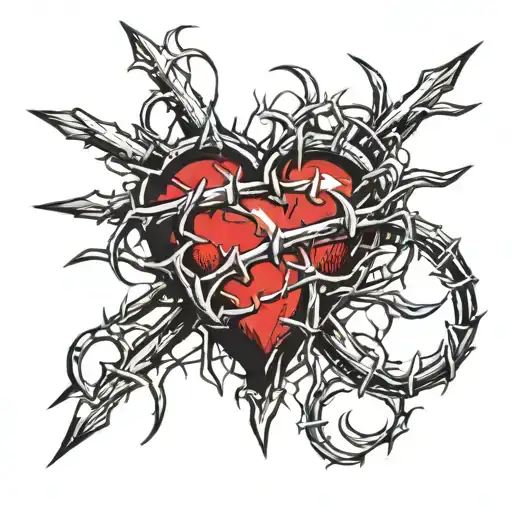 A Black Crown Of Thorns Heart With Some Smoky Red Lines