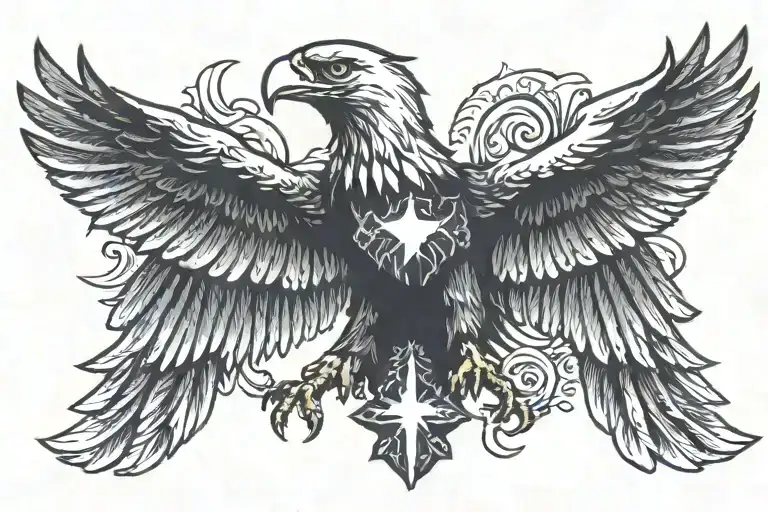 Eagle With Cross In Center Of It