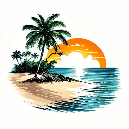 Koh Samet Island Outline Sand And Beach Sunset