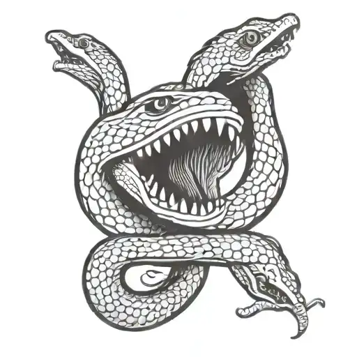 A Coiled Snake Showing Teeth