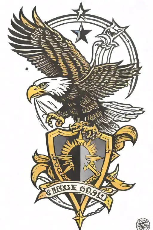 Eagle Holding Shield And Compass