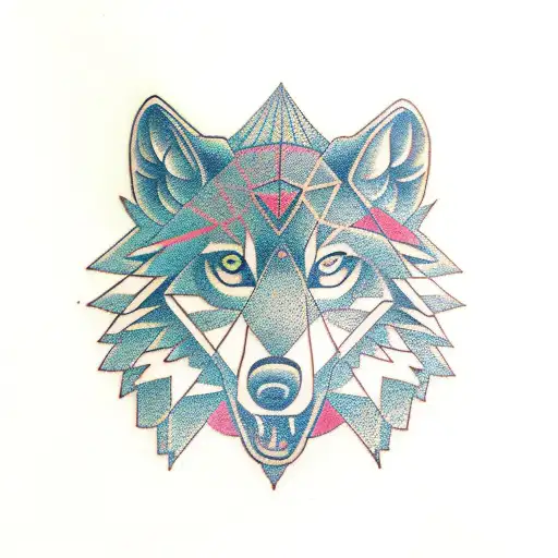 Geometric Wolf Floral