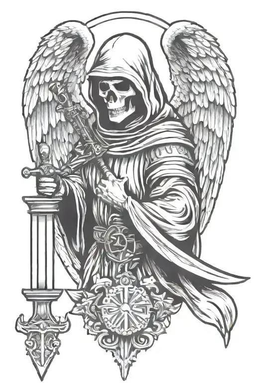 Angel Of Death In A Hood With A Sword