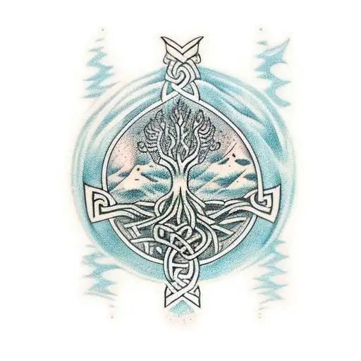 Viking Life Tree With Runestones In The Braches And Roots