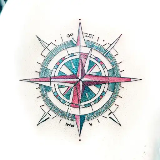 An Old-fashioned Compass Surrounded By Celestial Constellations