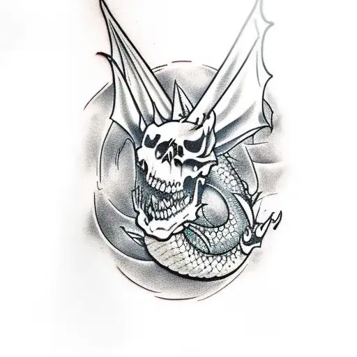 Dragon With A Skull Body