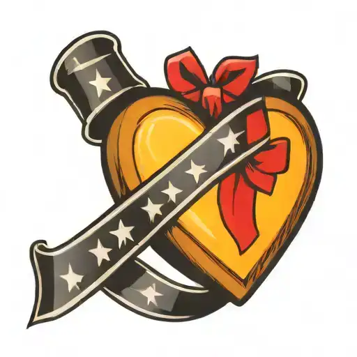 Classic American Traditional Heart With Banner Ribbon Across