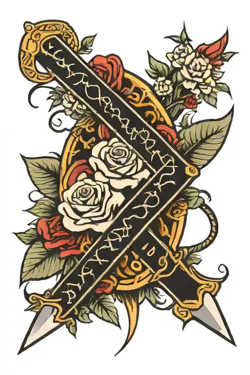 Sword And Snake And Flowers