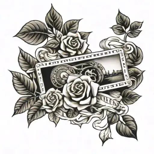 Design A Tattoo Featuring A Film Strip Intertwined With A Vine Of Family And Friends