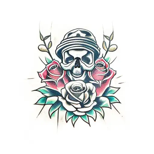Skull And Roses With The Word 'Miemer' Underneath